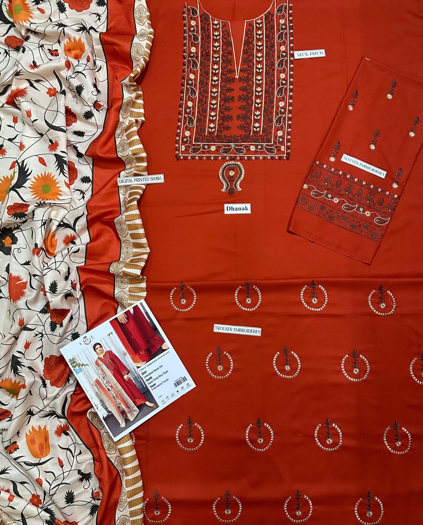 URGE DHANAK 3PC EMBROIDERED