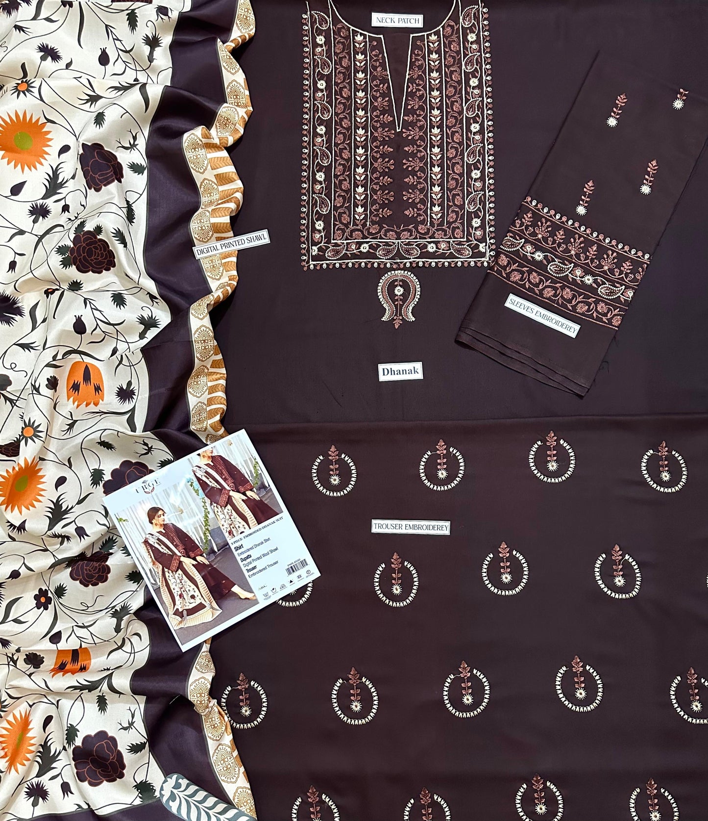 URGE DHANAK 3PC EMBROIDERED