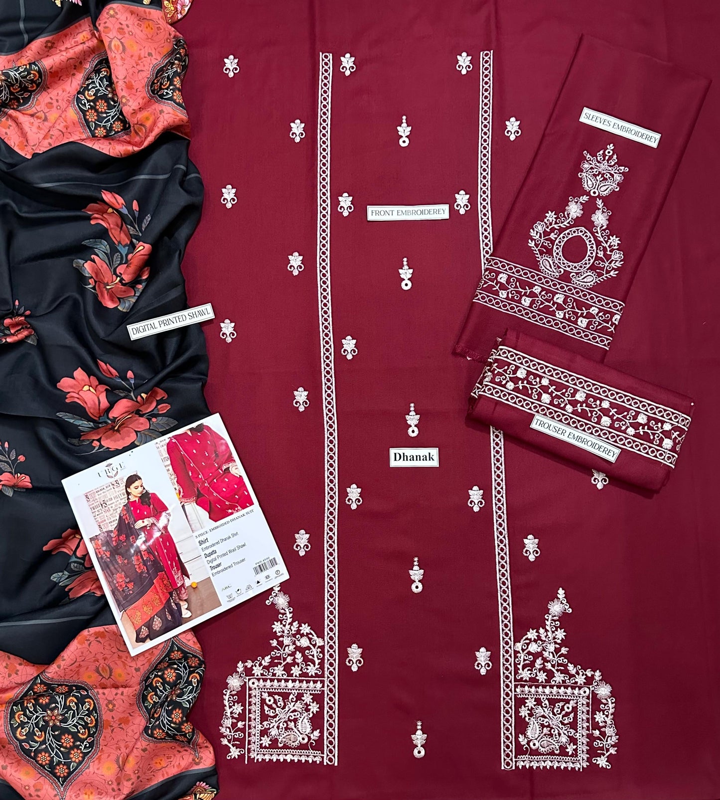 URGE DHANAK 3PC EMBROIDERED