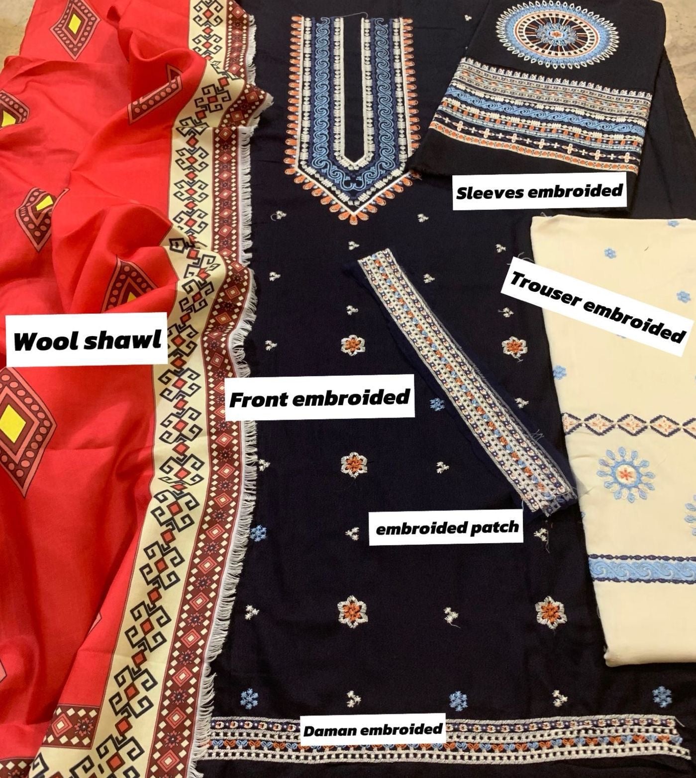 CROSS STITCH DHANAK 3PC EMBROIDERED