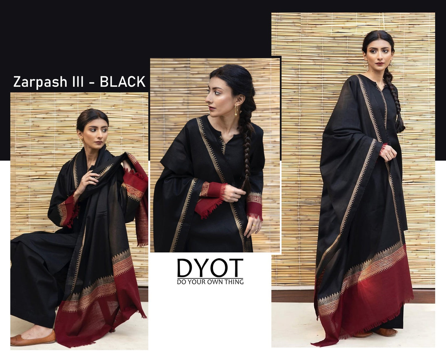 DYOT DHANAK 3PC EMBROIDERED