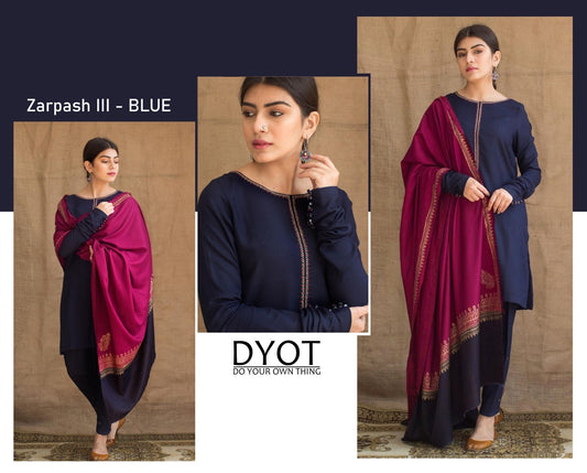 DYOT DHANAK 3PC EMBROIDERED