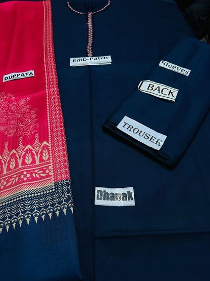 DYOT DHANAK 3PC EMBROIDERED